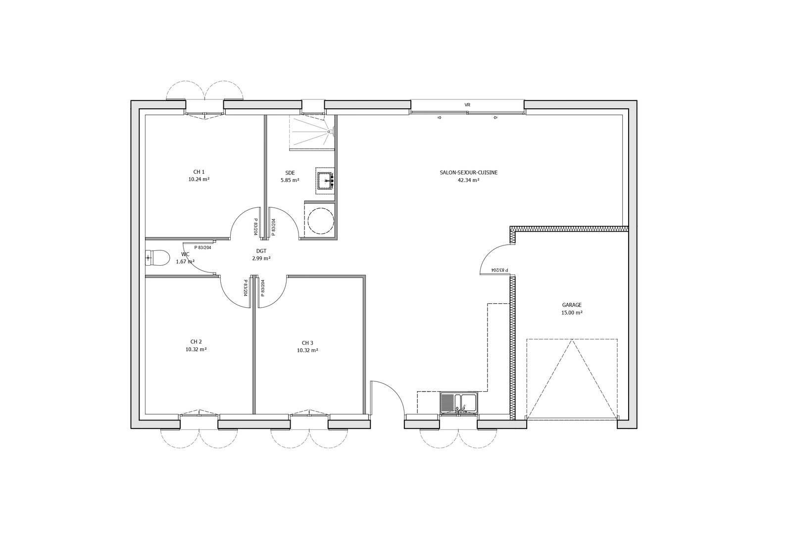 Plan avantage 3 chambres